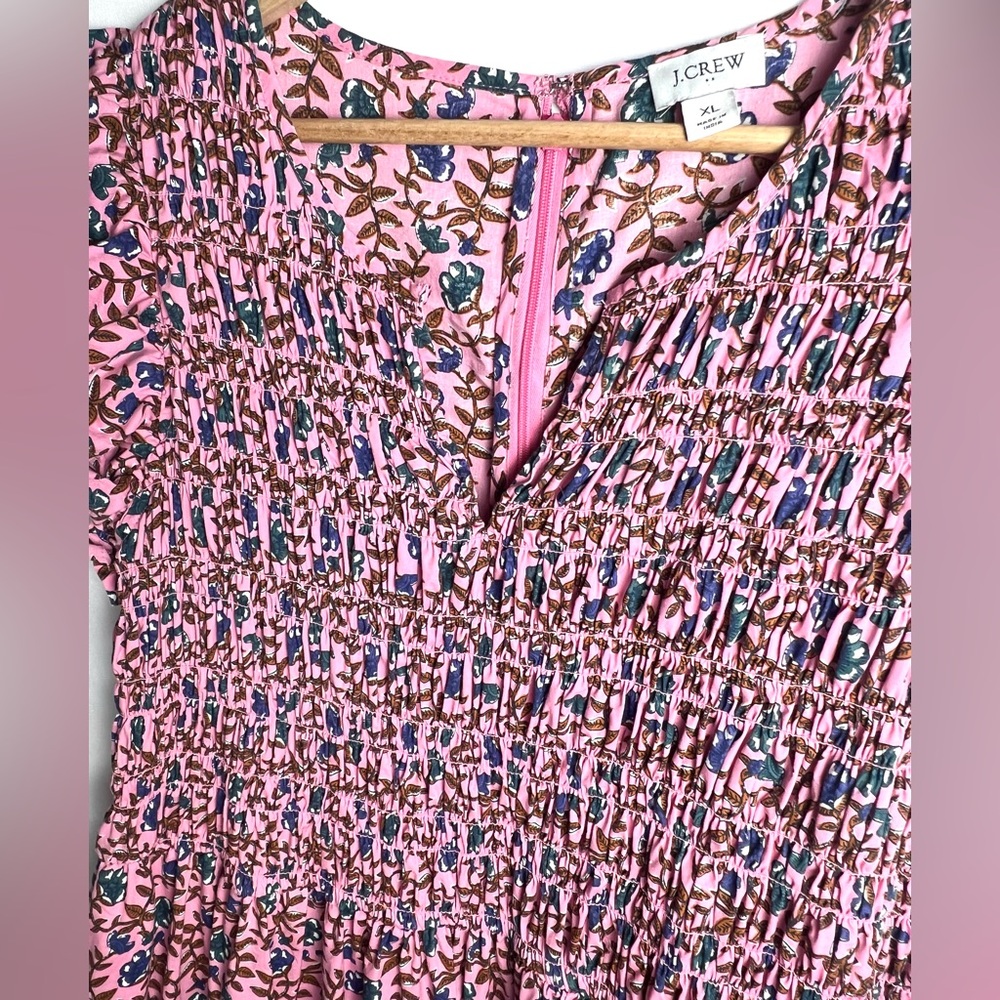 J. Crew Pink and Blue Floral Midi Dress - Picture 7 of 9